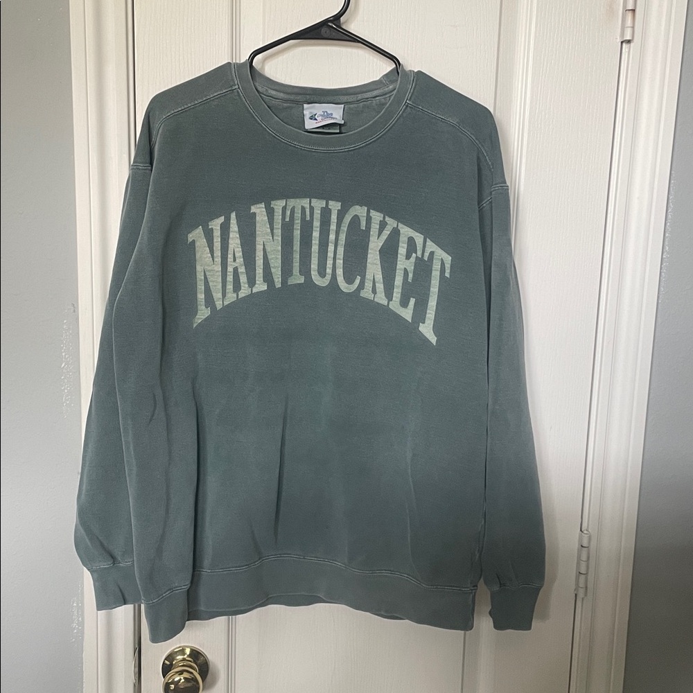 Nantucket Logo Crewneck Sweater Washed sage slate Comfort colors large